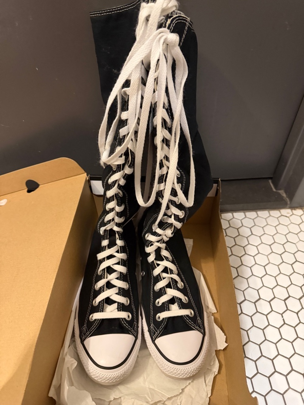 Converse Black & White High-Top Lace-Up Sneakers - Picture 2 of 4